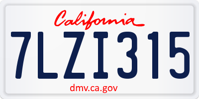 CA license plate 7LZI315