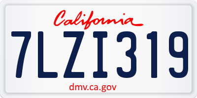 CA license plate 7LZI319