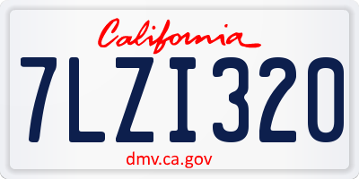 CA license plate 7LZI320