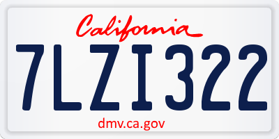 CA license plate 7LZI322