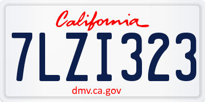 CA license plate 7LZI323