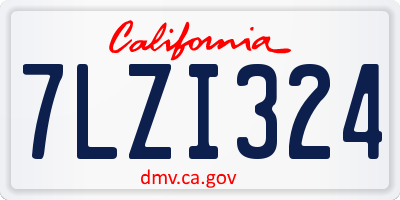 CA license plate 7LZI324