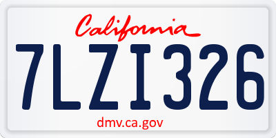 CA license plate 7LZI326