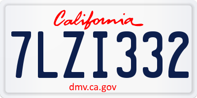 CA license plate 7LZI332