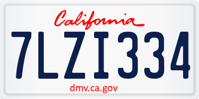 CA license plate 7LZI334