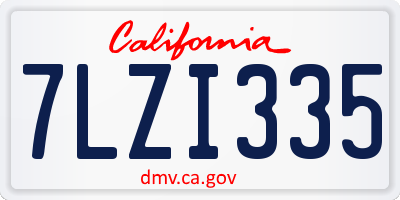 CA license plate 7LZI335