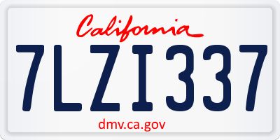 CA license plate 7LZI337