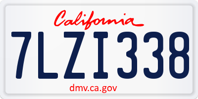 CA license plate 7LZI338