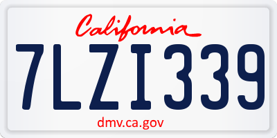 CA license plate 7LZI339