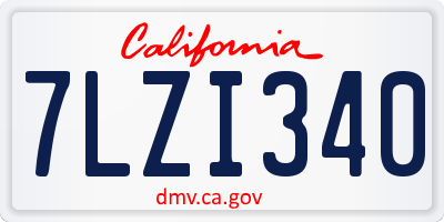 CA license plate 7LZI340