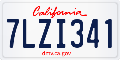 CA license plate 7LZI341