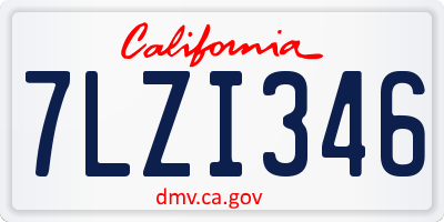 CA license plate 7LZI346
