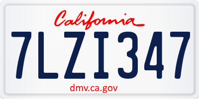 CA license plate 7LZI347