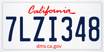 CA license plate 7LZI348