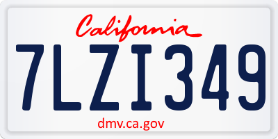 CA license plate 7LZI349