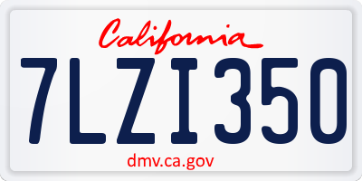 CA license plate 7LZI350
