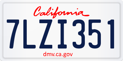 CA license plate 7LZI351