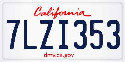 CA license plate 7LZI353