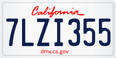 CA license plate 7LZI355