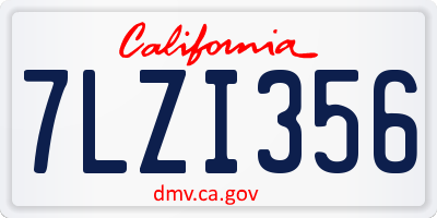 CA license plate 7LZI356