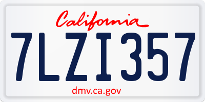 CA license plate 7LZI357
