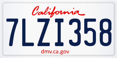 CA license plate 7LZI358
