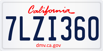 CA license plate 7LZI360