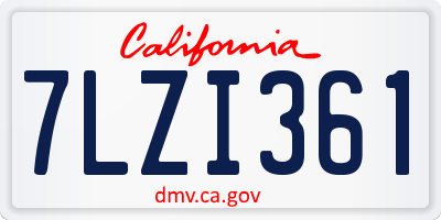 CA license plate 7LZI361