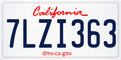 CA license plate 7LZI363