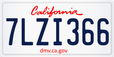 CA license plate 7LZI366