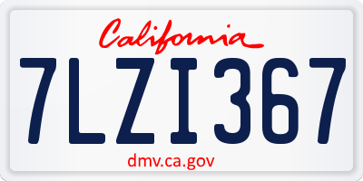 CA license plate 7LZI367