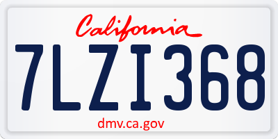 CA license plate 7LZI368