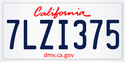 CA license plate 7LZI375