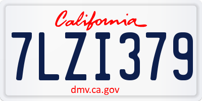 CA license plate 7LZI379
