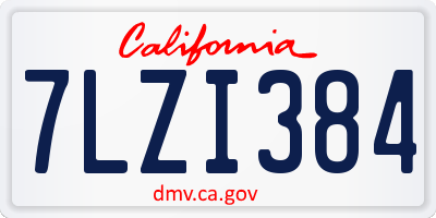 CA license plate 7LZI384