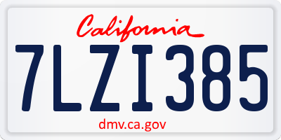 CA license plate 7LZI385