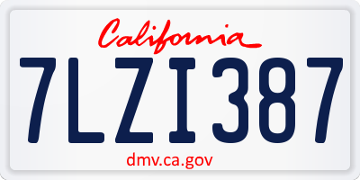 CA license plate 7LZI387