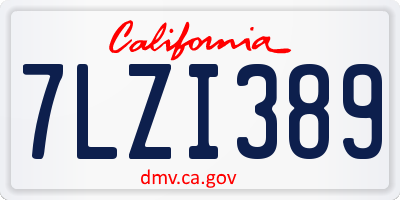 CA license plate 7LZI389