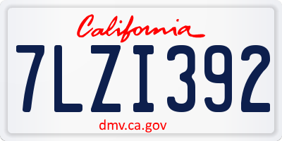 CA license plate 7LZI392