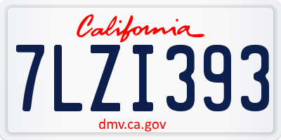 CA license plate 7LZI393
