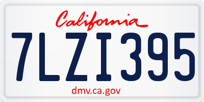 CA license plate 7LZI395