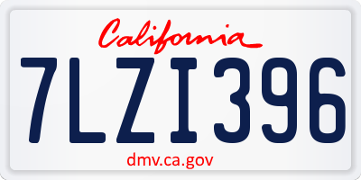 CA license plate 7LZI396