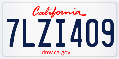 CA license plate 7LZI409