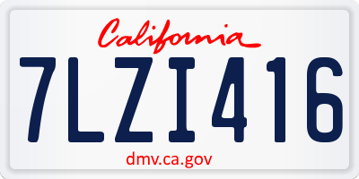 CA license plate 7LZI416