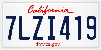 CA license plate 7LZI419