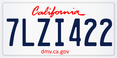CA license plate 7LZI422
