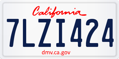 CA license plate 7LZI424