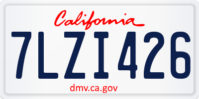 CA license plate 7LZI426