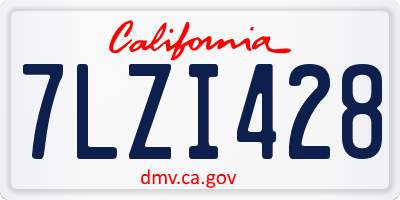 CA license plate 7LZI428