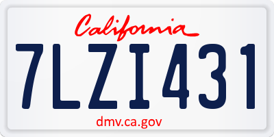CA license plate 7LZI431